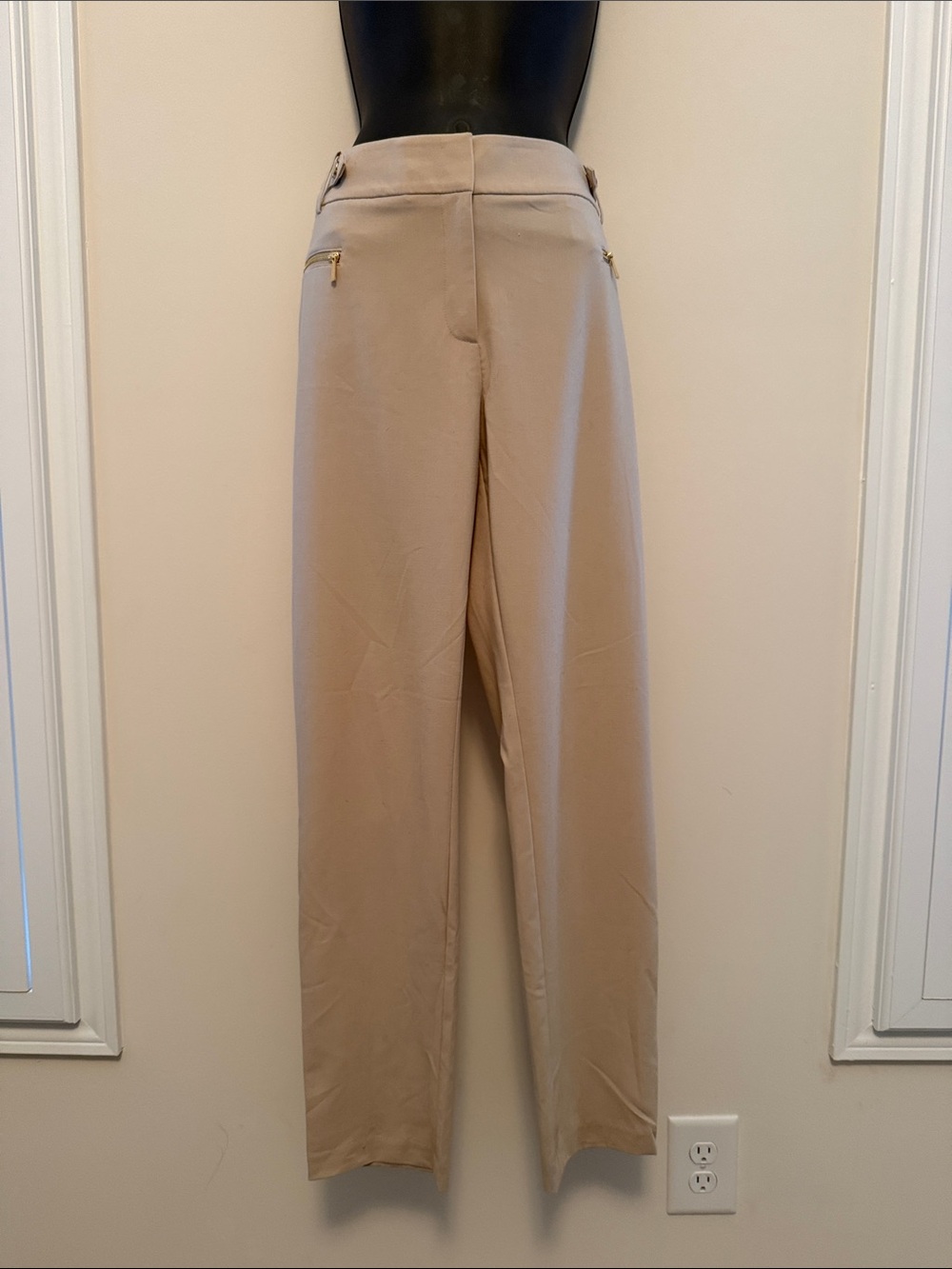 Calvin Klein Tan Wide Leg High-Rise Trousers